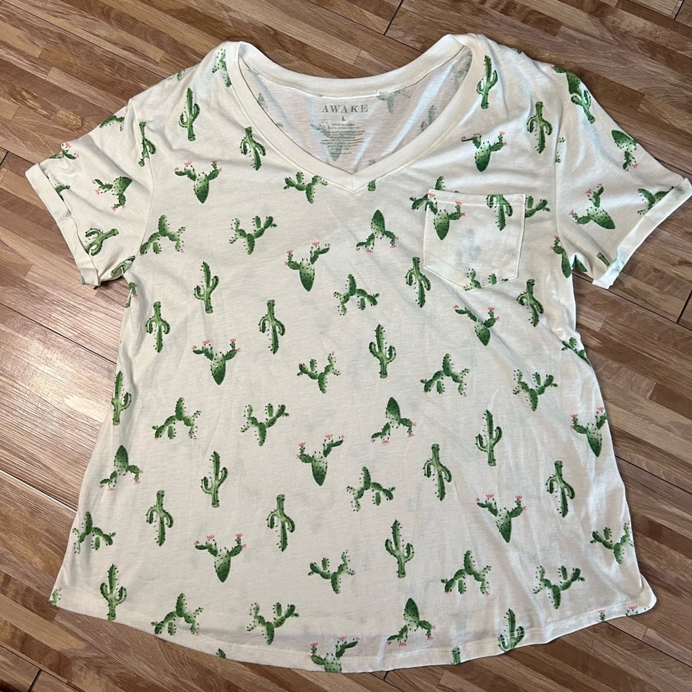 Awake White and Cream Graphic Short Sleeve Tee